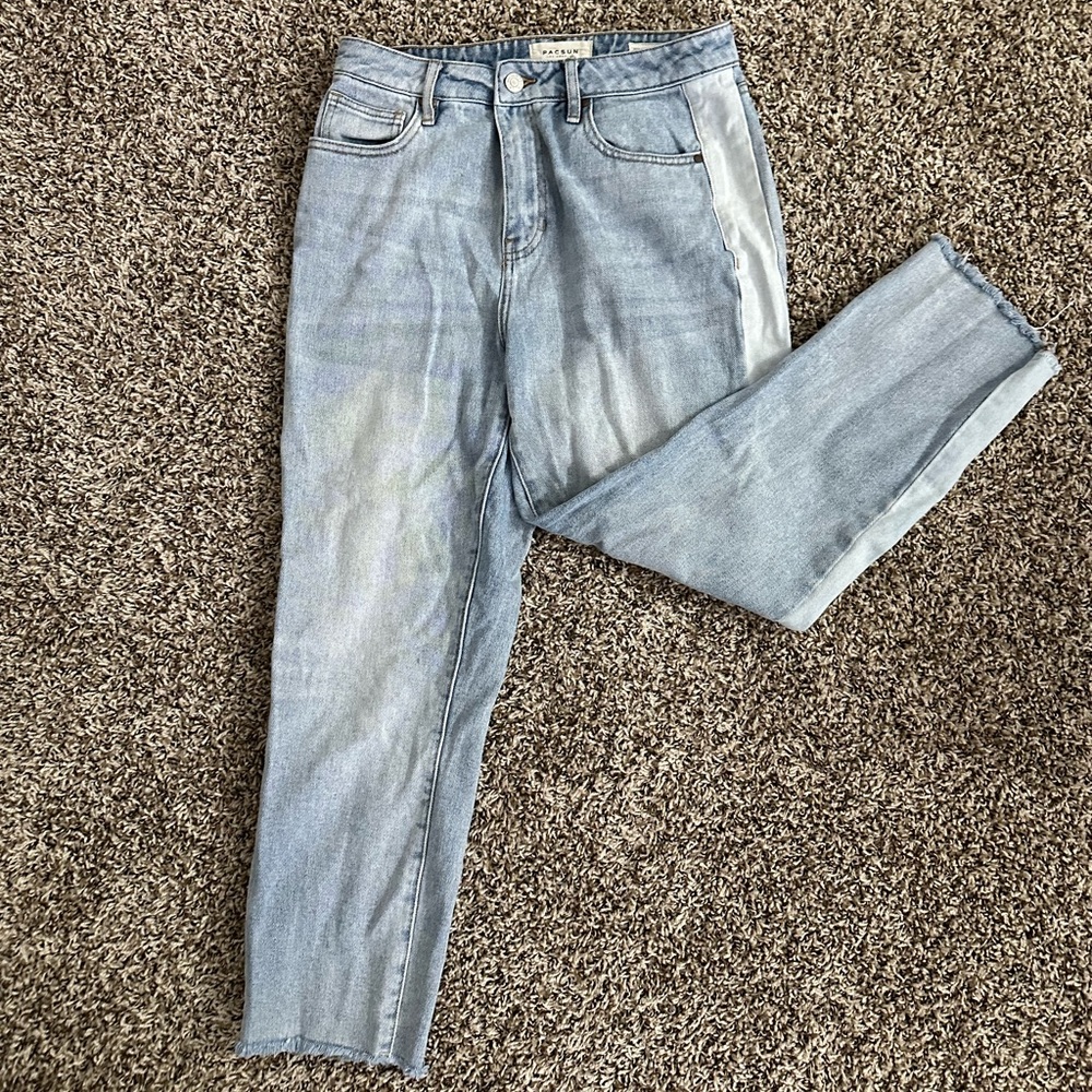 Pacsun Light Cropped Mom Jeans with side stripe